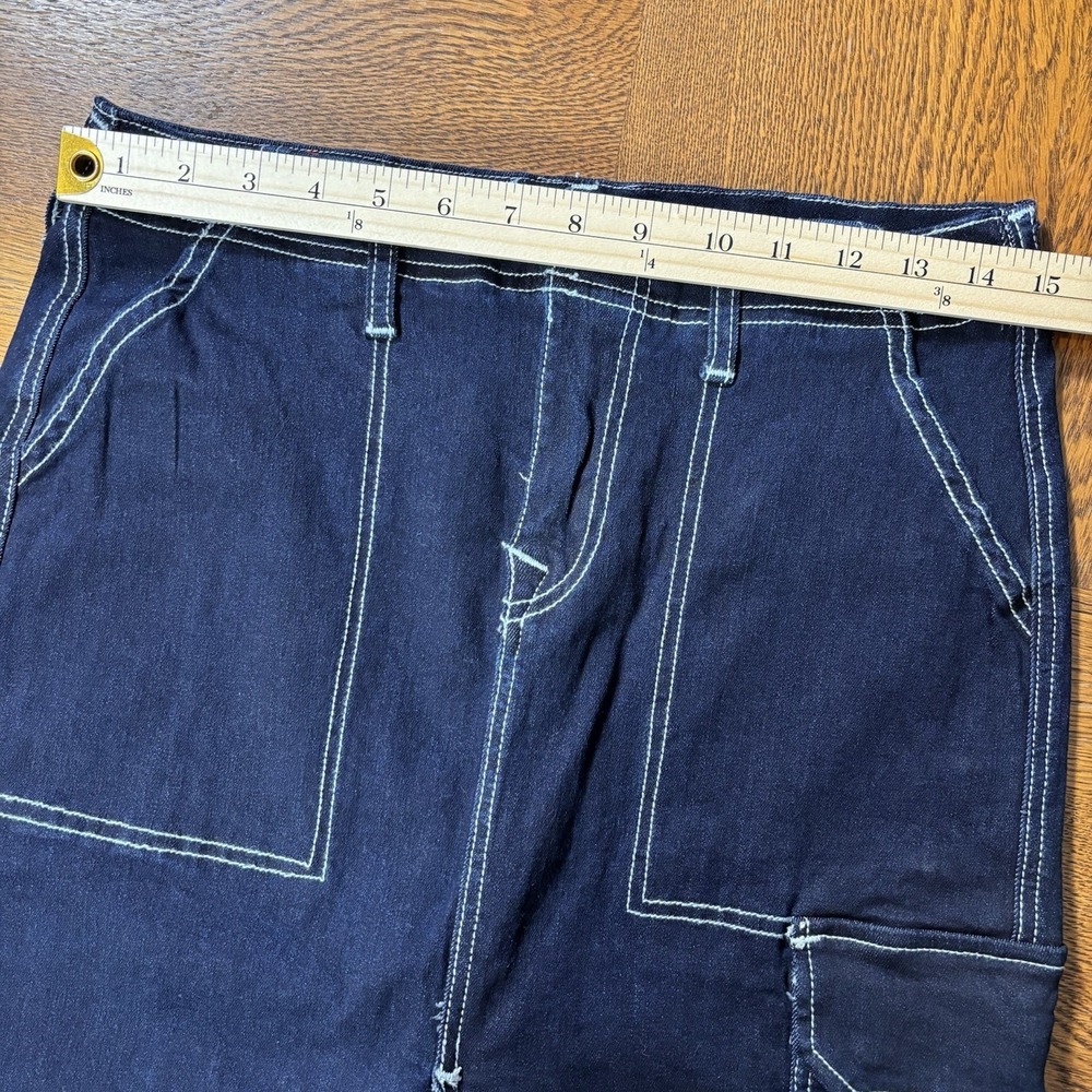True Religion Demin Maxi Skirt Sz 27 (30) Y2K Cargo Grunge Streetwear Slit Dark - Picture 5 of 9
